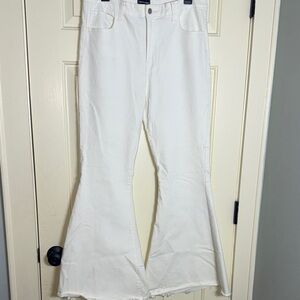 Women's White Flared Jeans- Peach Born